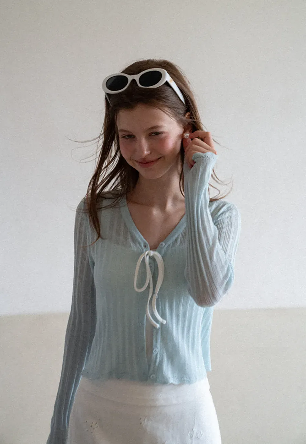 Ribbed Knit V Neck Long Sleeve Cardigan