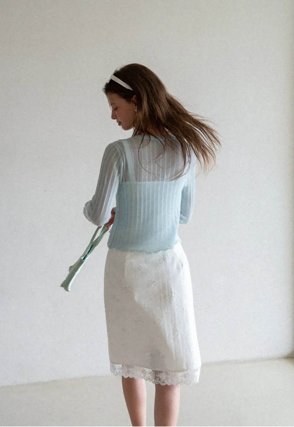 Ribbed Knit V Neck Long Sleeve Cardigan