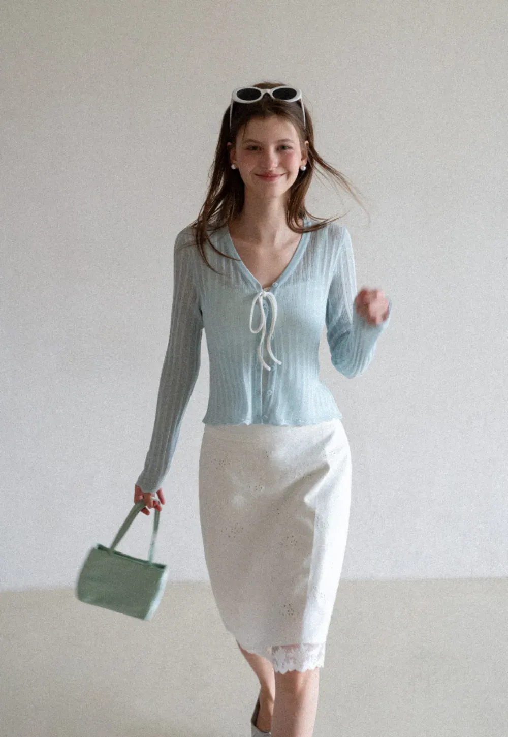 Ribbed Knit V Neck Long Sleeve Cardigan