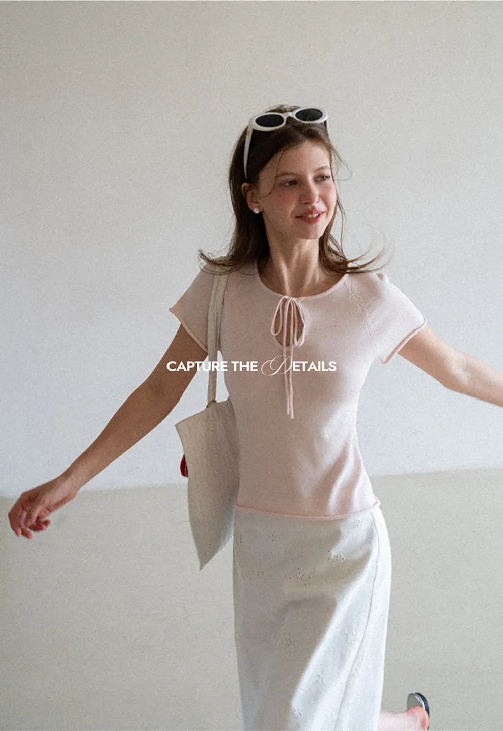 Drawstring Neck Short Sleeve Knit Top