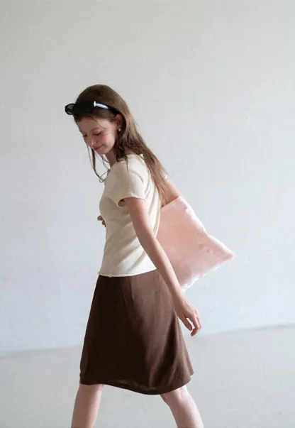 Drawstring Neck Short Sleeve Knit Top