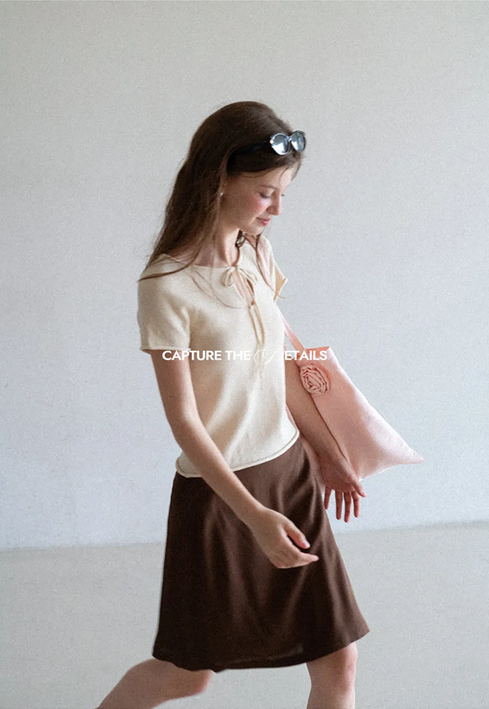 Drawstring Neck Short Sleeve Knit Top