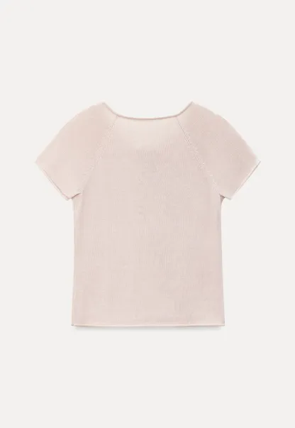 Drawstring Neck Short Sleeve Knit Top