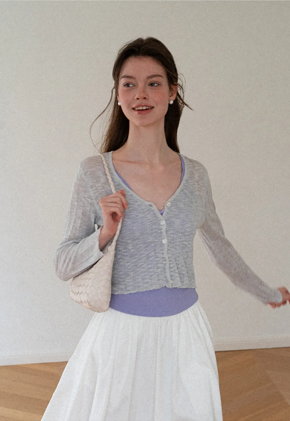 Lace Trim V Neck Long Sleeve Knit Sweater