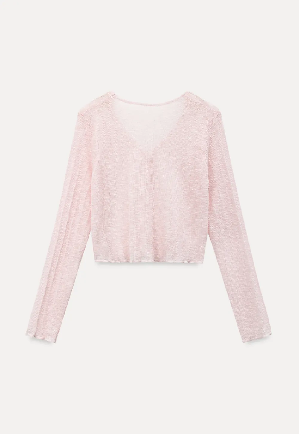 Lace Trim V Neck Long Sleeve Knit Sweater