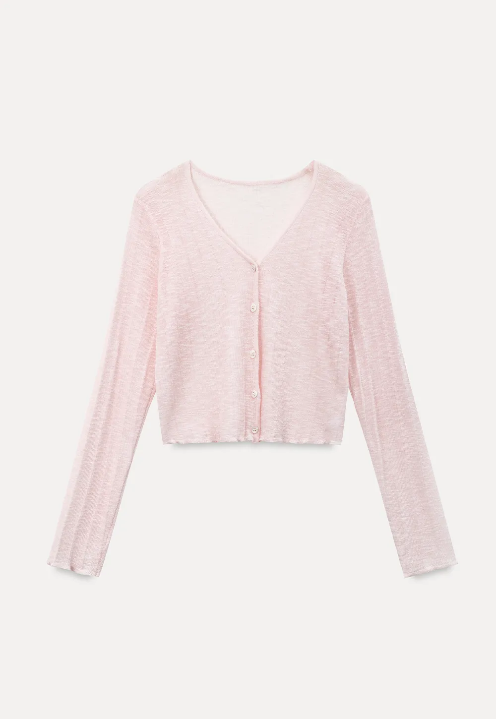 Lace Trim V Neck Long Sleeve Knit Sweater