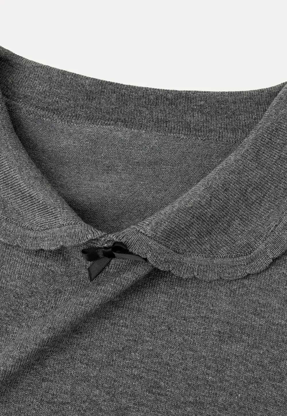 Peter Pan Collar Ribbed Knit Short Sleeve Sweater