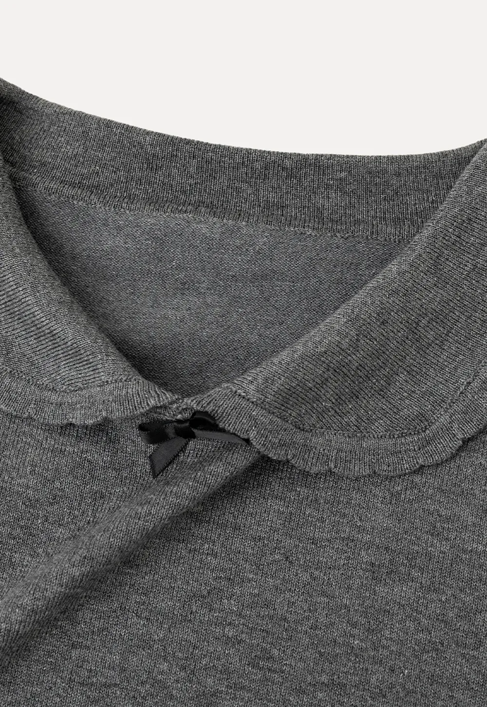 Peter Pan Collar Ribbed Knit Short Sleeve Sweater