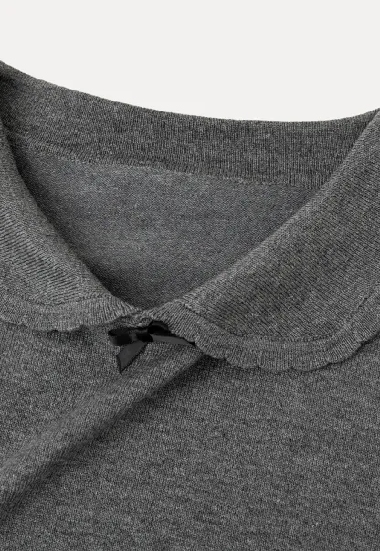 Peter Pan Collar Ribbed Knit Short Sleeve Sweater
