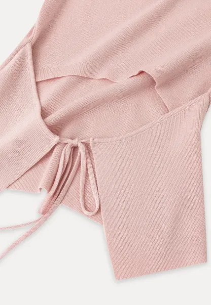 Open Back Tie Detail Knit Top