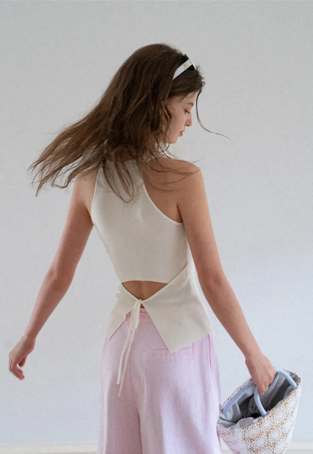 Open Back Tie Detail Knit Top