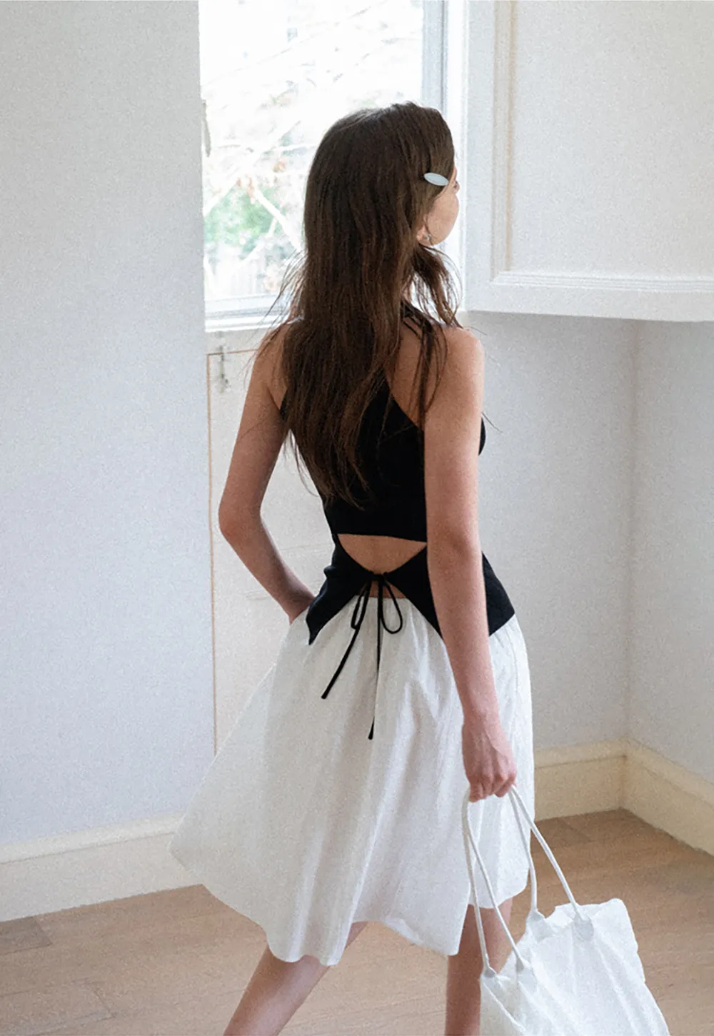 Open Back Tie Detail Knit Top