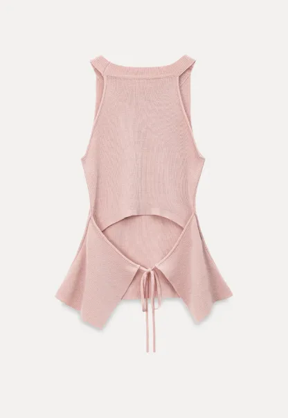 Open Back Tie Detail Knit Top