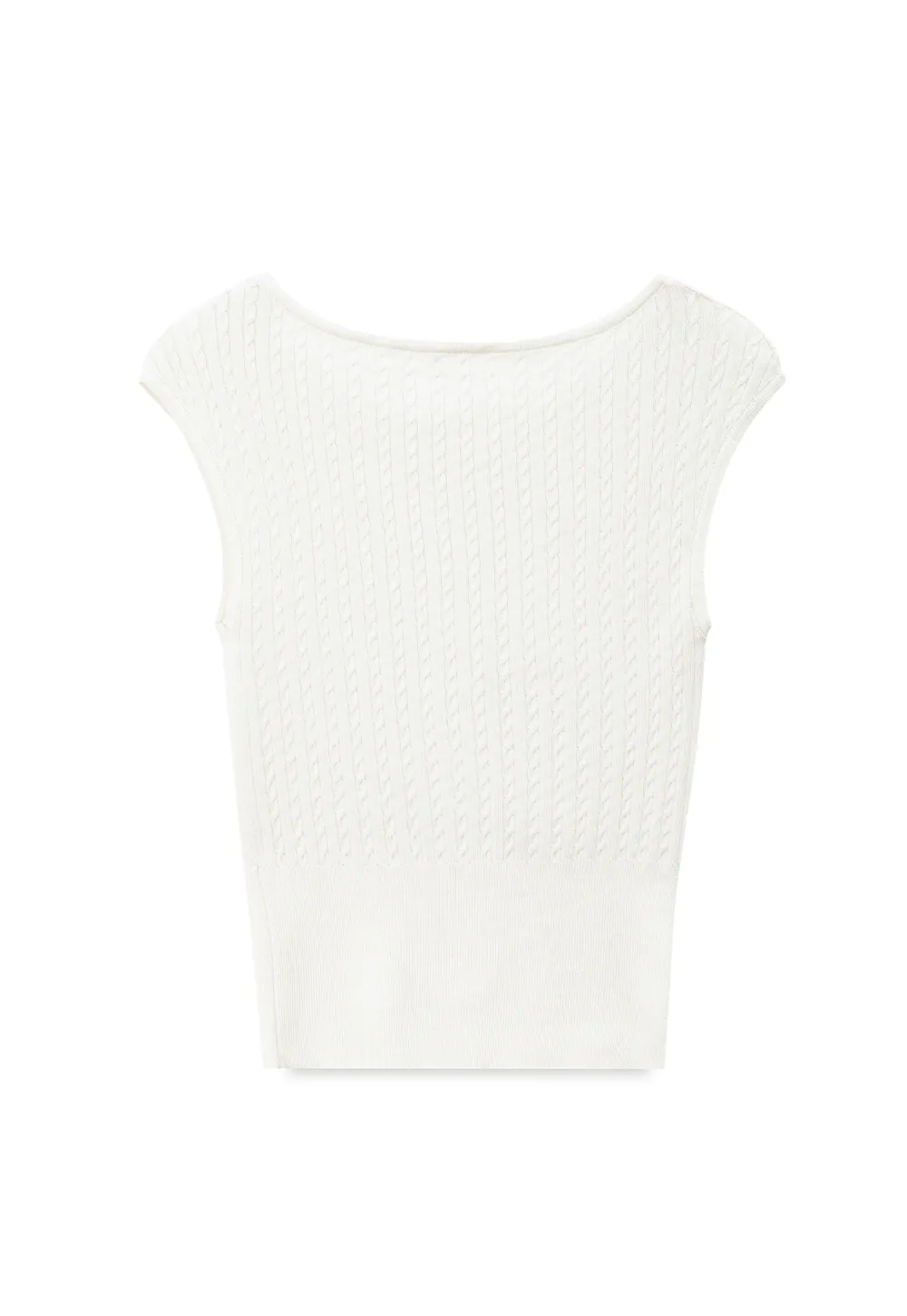 Cable Knit Cropped Sleeveless Knit Sweater