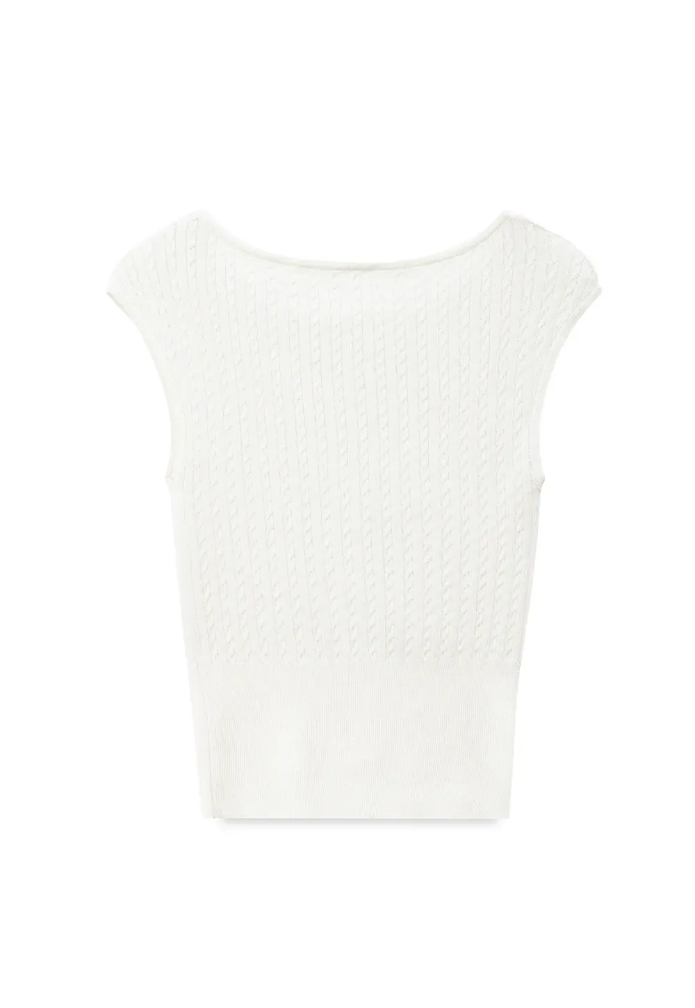 Cable Knit Cropped Sleeveless Knit Sweater