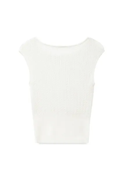Cable Knit Cropped Sleeveless Knit Sweater