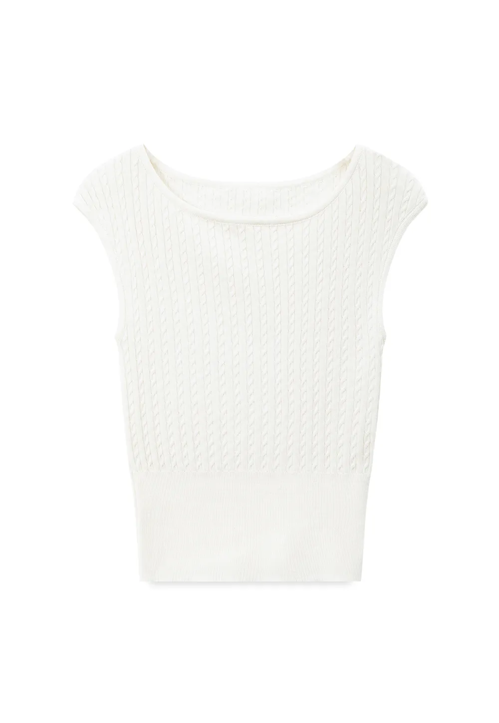 Cable Knit Cropped Sleeveless Knit Sweater