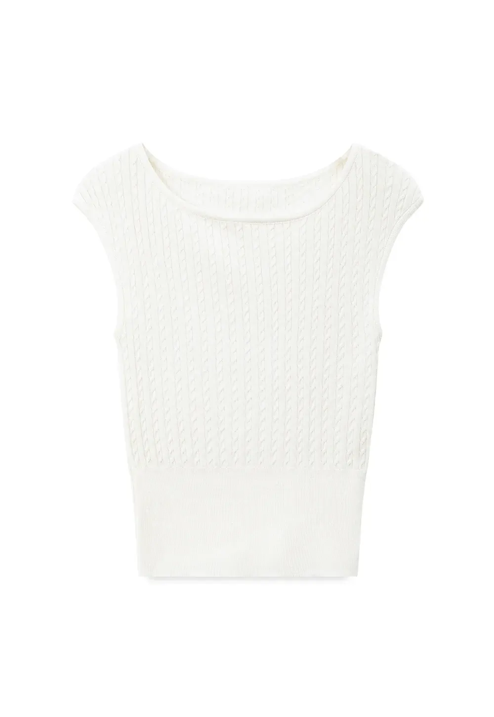 Cable Knit Cropped Sleeveless Knit Sweater