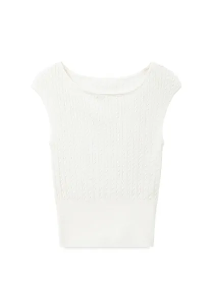 Cable Knit Cropped Sleeveless Knit Sweater