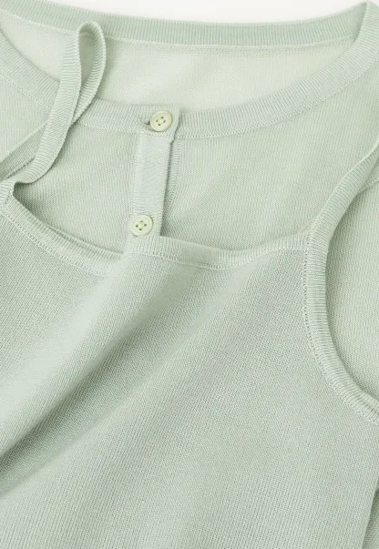 Square Neck Ribbed Knit Cardigan