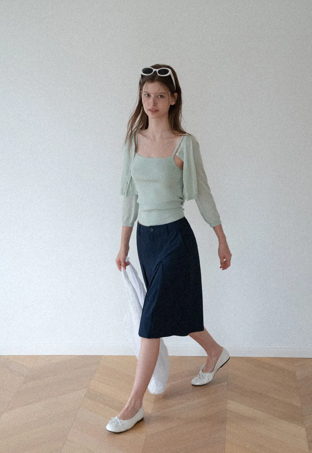 Square Neck Ribbed Knit Cardigan