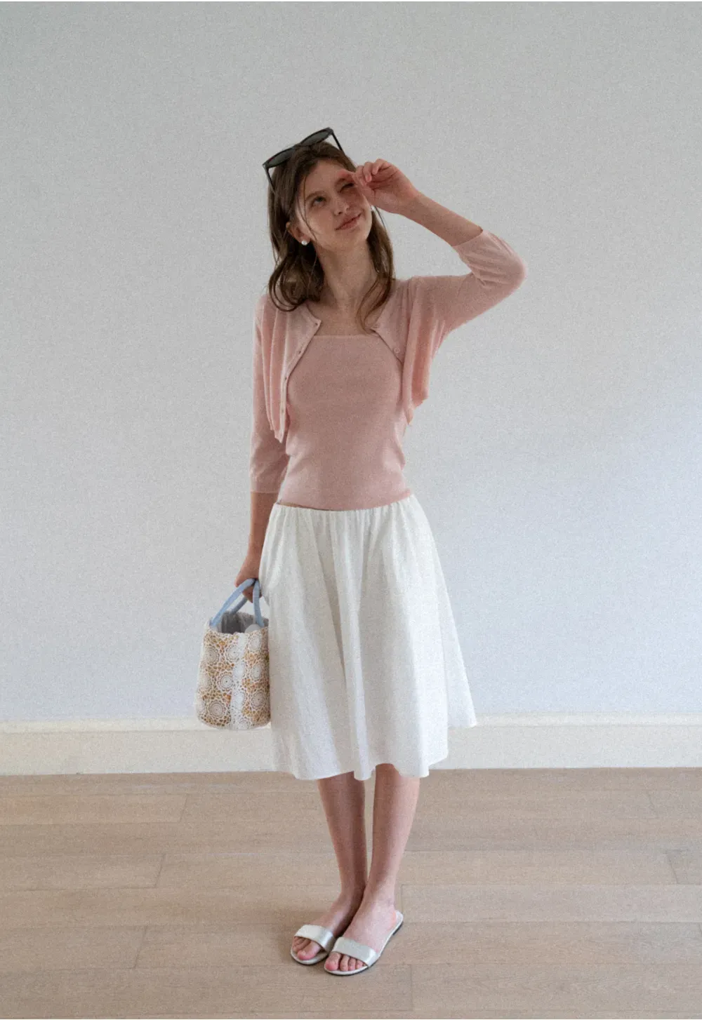 Square Neck Ribbed Knit Cardigan