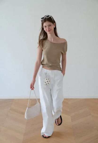 Off Shoulder Short Sleeve Knit Top