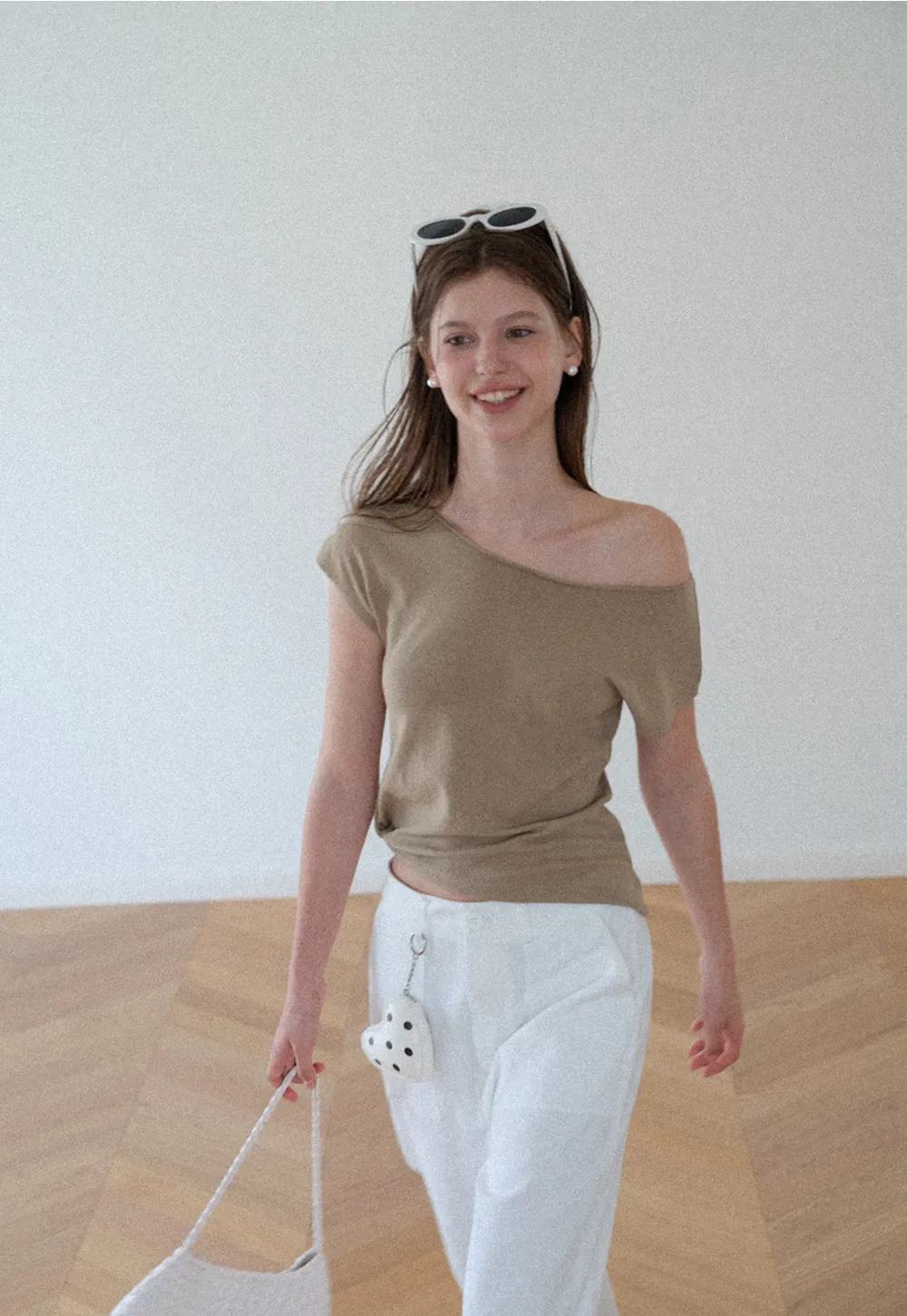 Off Shoulder Short Sleeve Knit Top