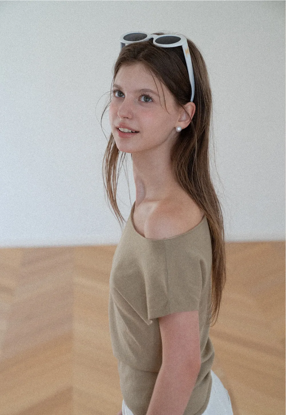 Off Shoulder Short Sleeve Knit Top