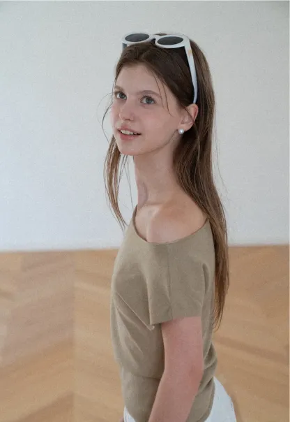 Off Shoulder Short Sleeve Knit Top