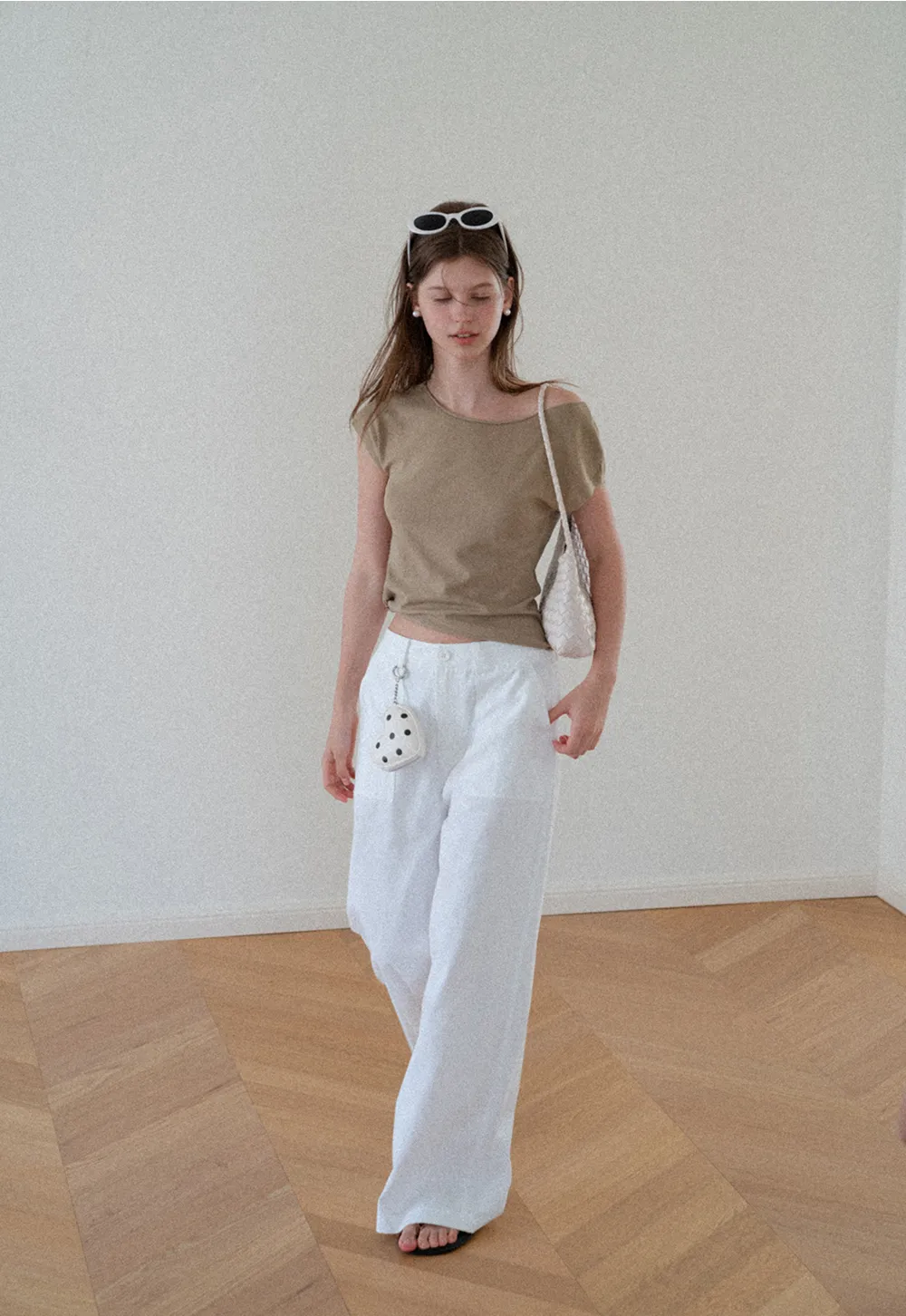 Off Shoulder Short Sleeve Knit Top