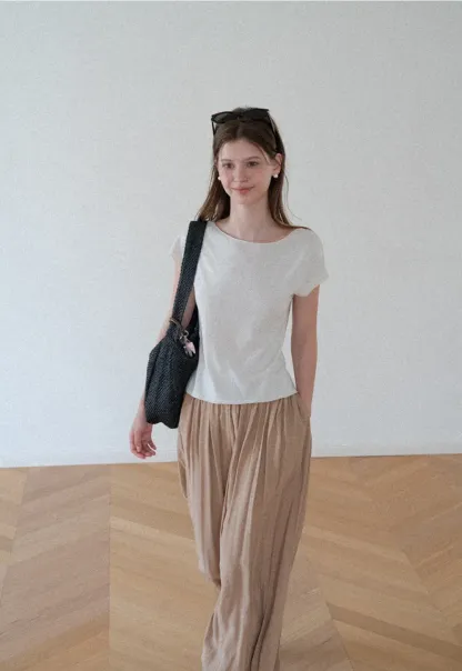 Off Shoulder Short Sleeve Knit Top