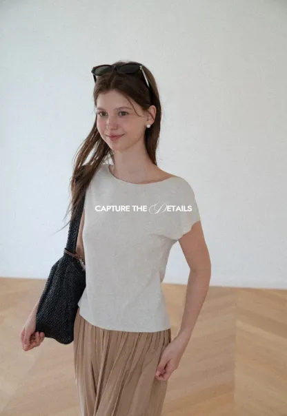 Off Shoulder Short Sleeve Knit Top