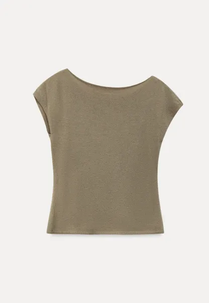 Off Shoulder Short Sleeve Knit Top