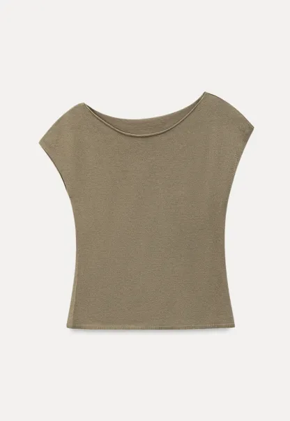 Off Shoulder Short Sleeve Knit Top