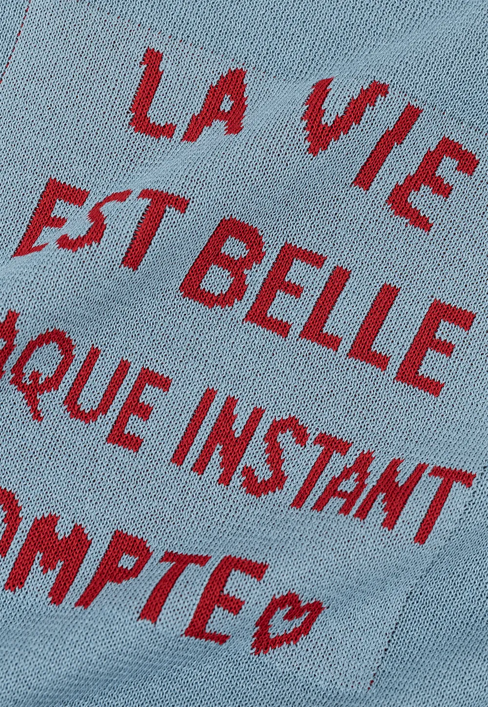 Embroidered French Quote Cropped Knit Tee