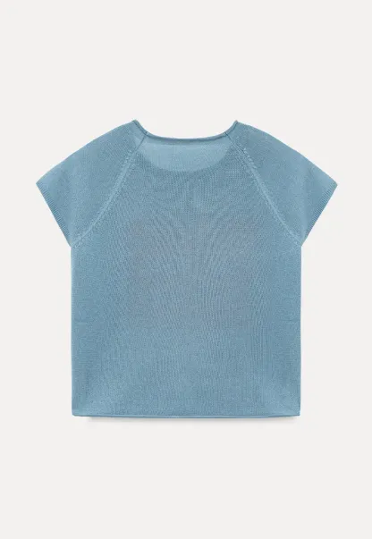 Embroidered French Quote Cropped Knit Tee