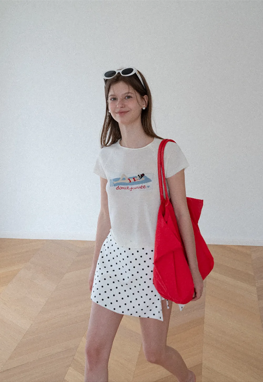 Embroidered Graphic Raglan Sleeve Knit Top