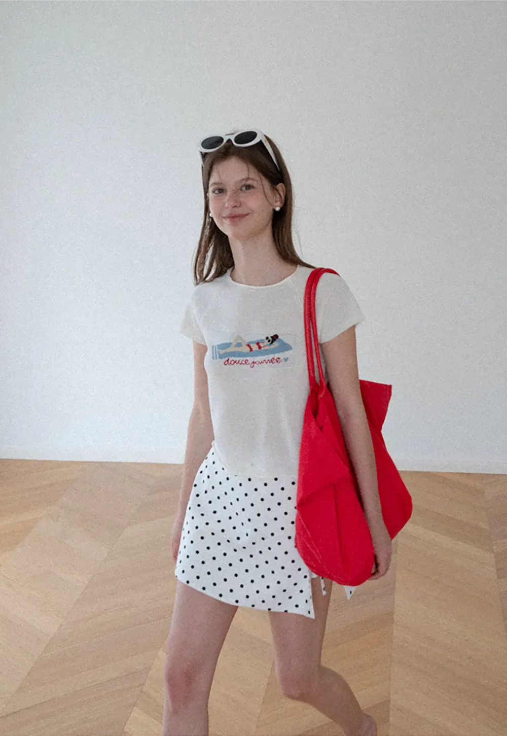 Embroidered Graphic Raglan Sleeve Knit Top