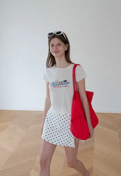 Embroidered Graphic Raglan Sleeve Knit Top