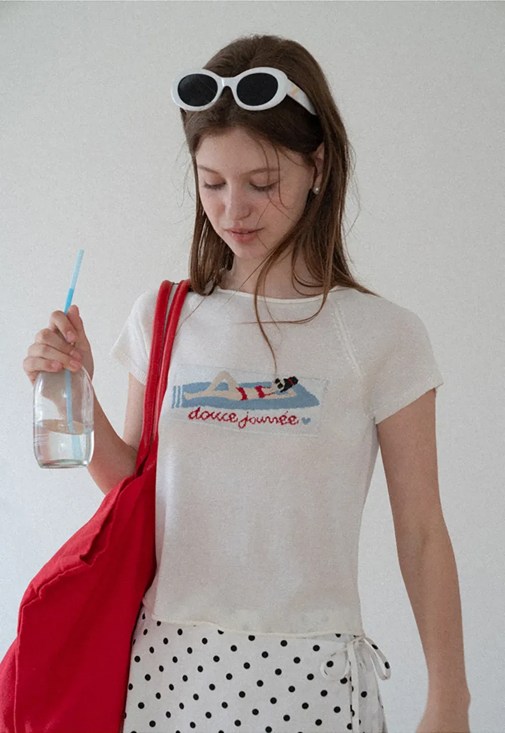 Embroidered Graphic Raglan Sleeve Knit Top