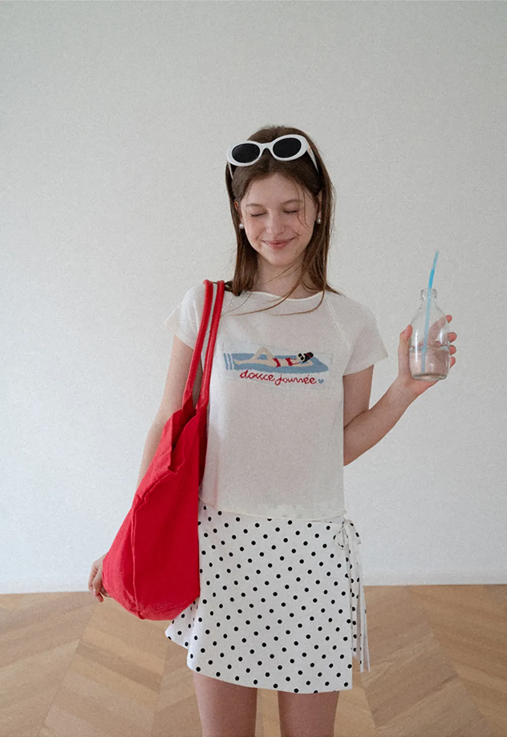 Embroidered Graphic Raglan Sleeve Knit Top