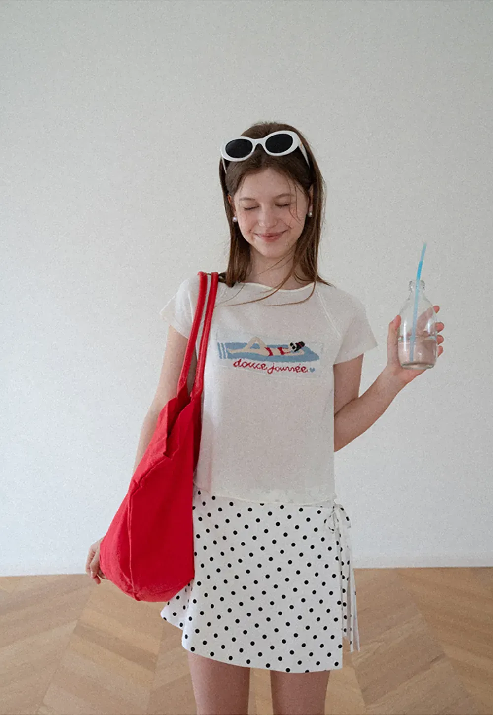Embroidered Graphic Raglan Sleeve Knit Top