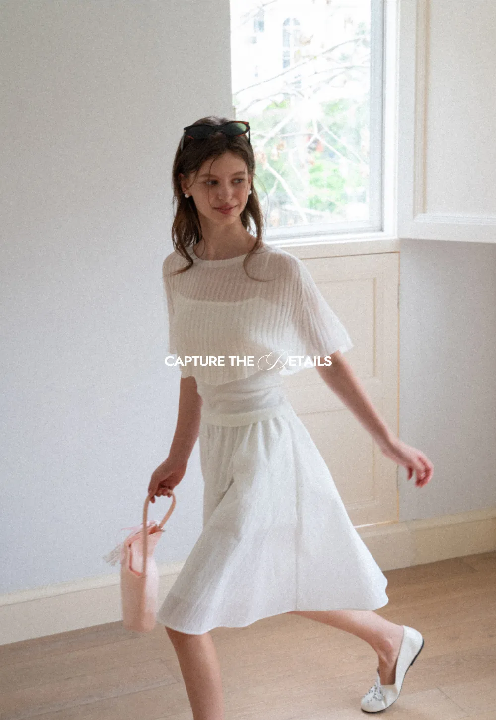 Ribbed Knit Cropped Top with Flared Short Sleeves