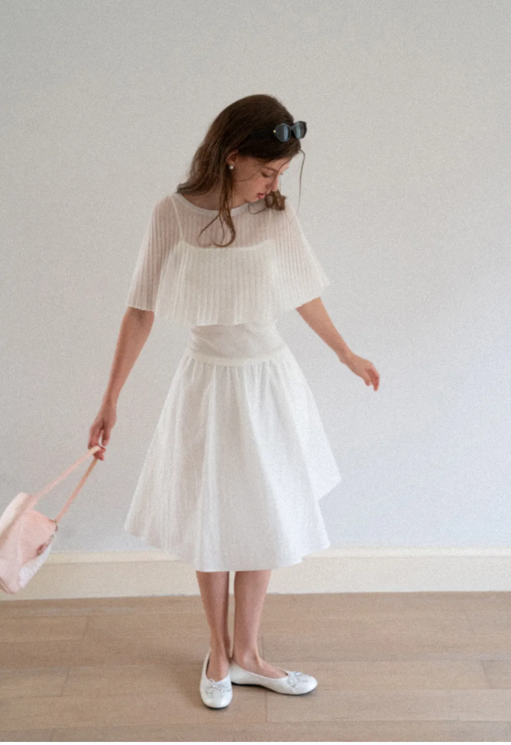Ribbed Knit Cropped Top with Flared Short Sleeves