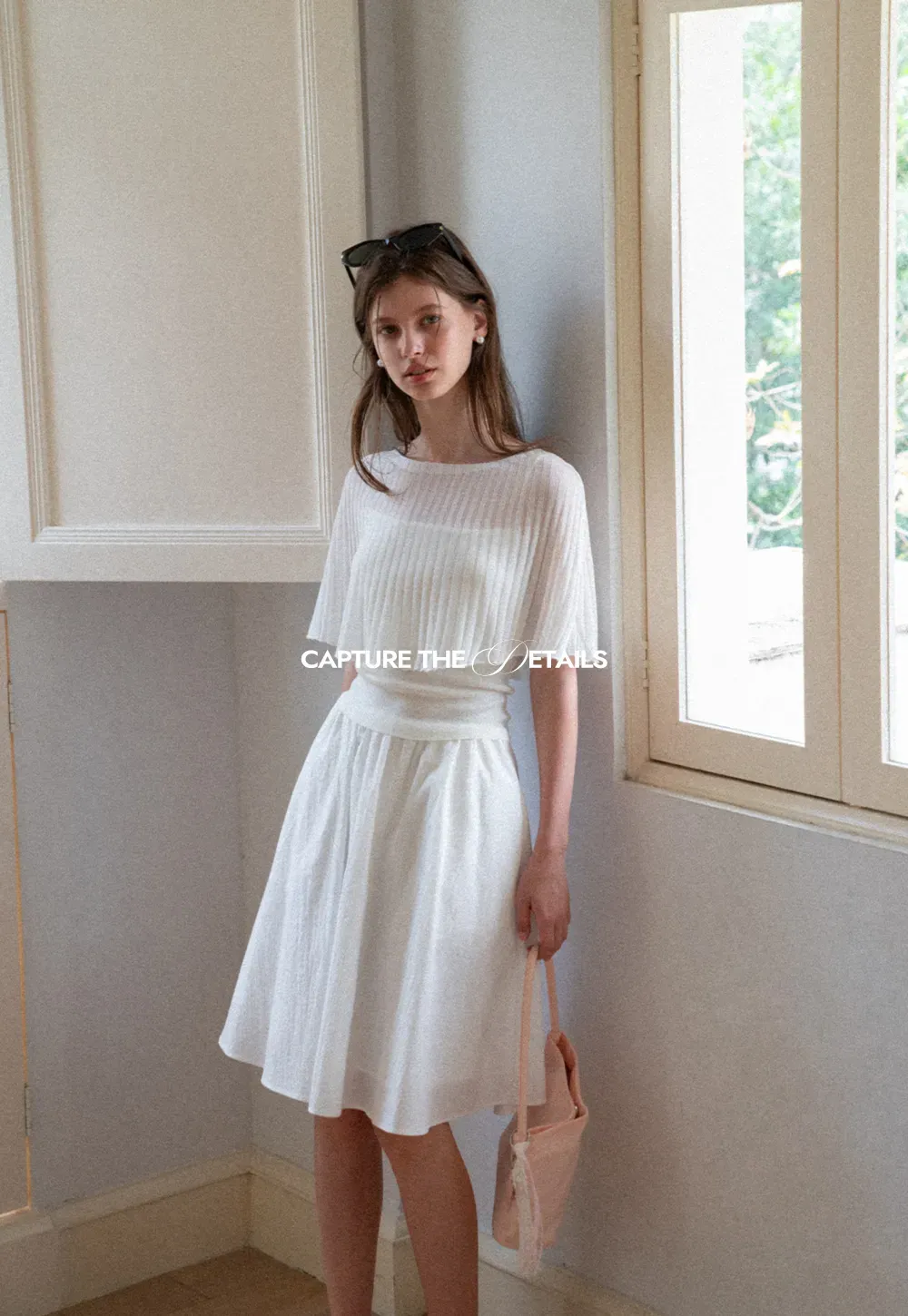 Ribbed Knit Cropped Top with Flared Short Sleeves