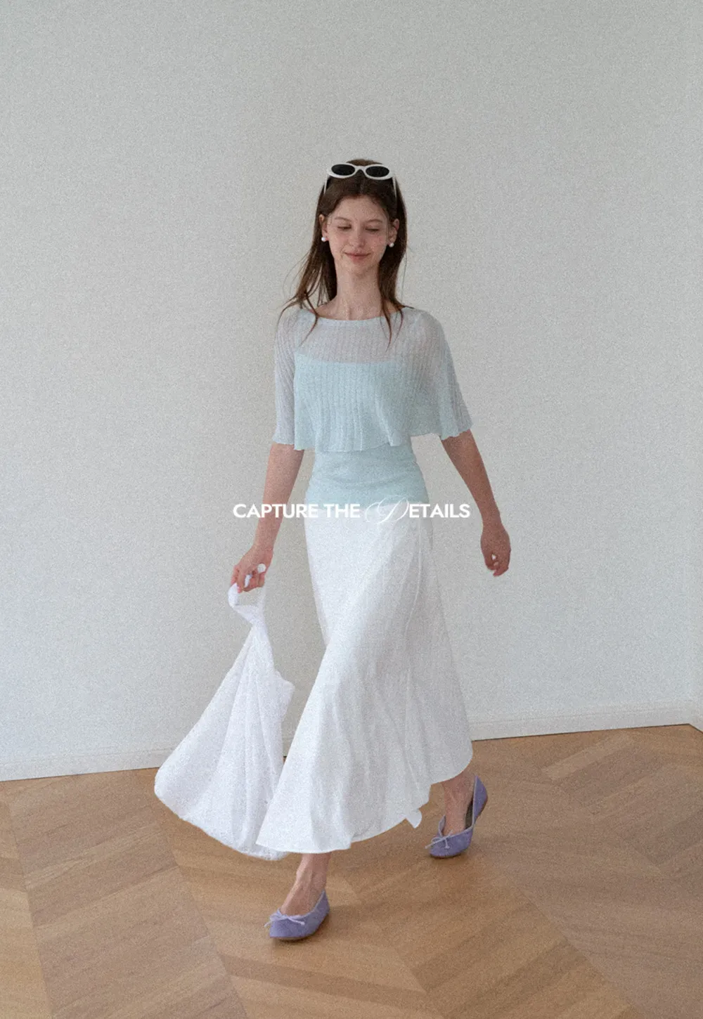 Ribbed Knit Cropped Top with Flared Short Sleeves