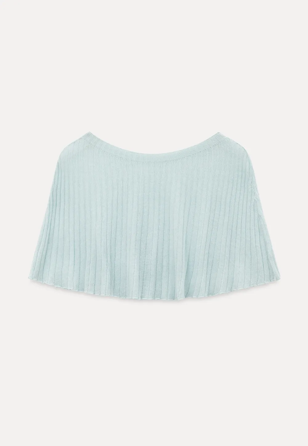 Ribbed Knit Cropped Top with Flared Short Sleeves
