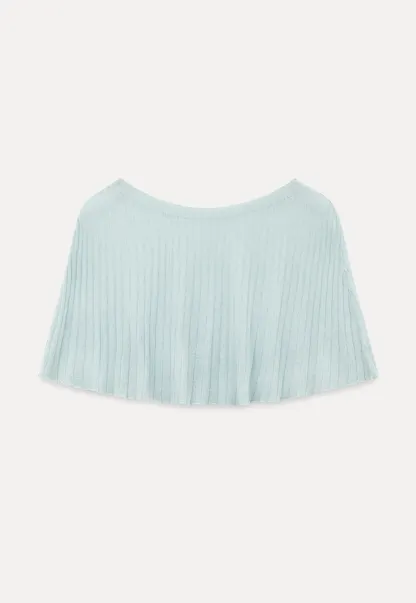 Ribbed Knit Cropped Top with Flared Short Sleeves