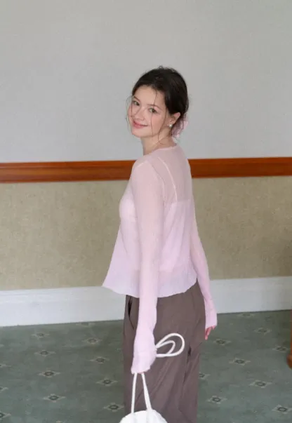 V Neck Cropped Cardigan Woolen Knit Sweater